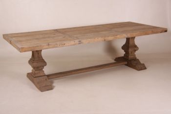 Esstisch aus Pappelholz mit Säulenfuß